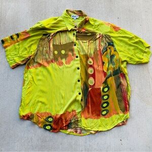 Vintage WE BE BOP  Tunic Abstract Art 4XL Shoulder Pads 90s